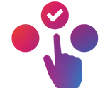 A hand icon pointing to a tick to represent how Epassi UK offers a range of employee wellbeing benefits for employers to choose from.