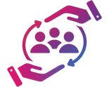 Three person icon being held within two hands to represent how employee wellbeing benefits can improve employee retention.