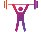 Icon of someone lifting weights to represent the number of gyms membership options Epassi UK offer.