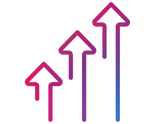 Three upward arrow icon to represent how employee wellbeing benefits can increase productivity.