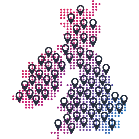 A large map icon to represent Epassi UK's coverage and locations across UK and Ireland.