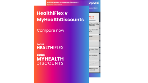 Front cover and preview of comparison table for HealthiFlex vs MyHealthDiscounts