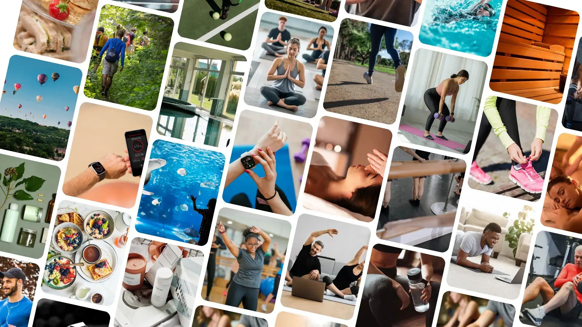 A collage featuring various images of people engaging in different types of exercises and general lifestyle activities showcasing the diverse range of discounts available through MyActiveDiscounts.